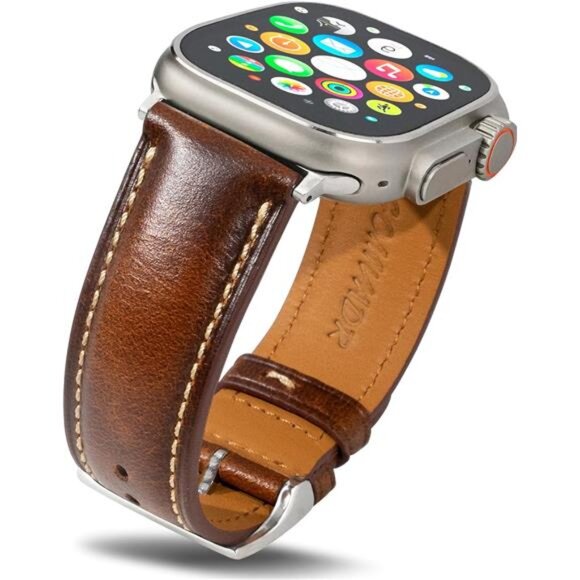 Vintage Brown Leather Luxury Apple Watch Band - Picture 1 of 5
